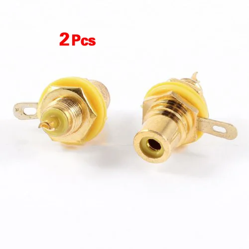 

High Quality 2 Pcs Gold Tone Alloy Female Socket Soldering RCA Audio Connector