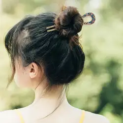 Ретро Ювелирная антикварная бронзовая подвеска с покрытием для волос u-образные заколки для волос женский вертикальный зажим старинный
