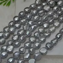 Много 10 нитей AA+ 9-10 мм блеск серый барокко пресноводные жемчужные бусины 14,5"