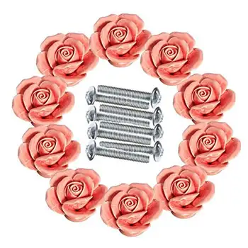

10 PCS 40mm DIY Vintage Rose Flower Ceramic Door Knob Drawer Pull Handle Cabinet Cupboard Wardrobe Home Hardware