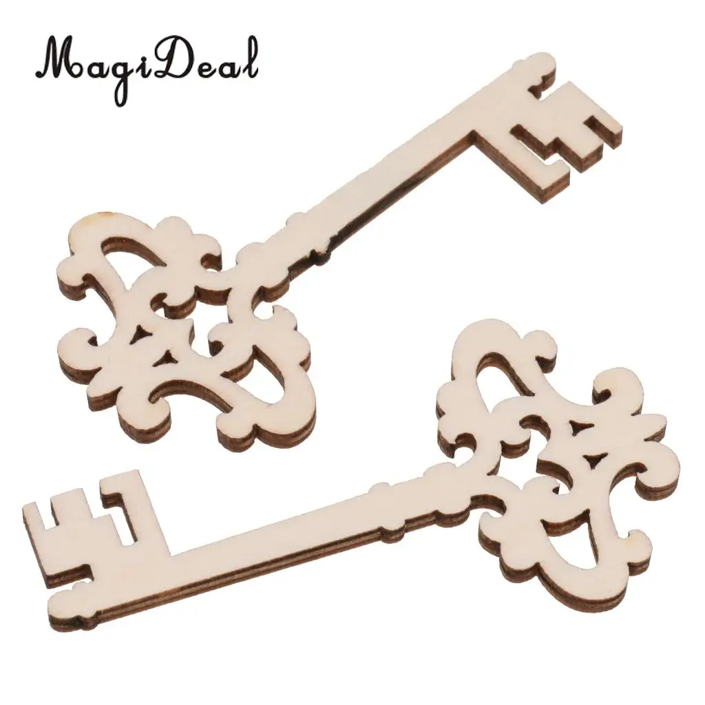 MagiDeal 10pcs/Lot Wooden Victorian Keys Embellishment Keys Cards Scrapbooks Crafts Wedding Christmas Trees Decorations