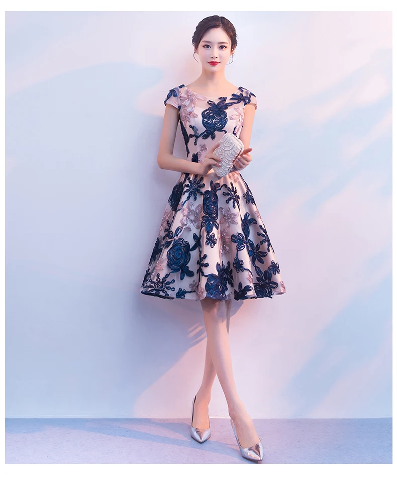 Robe de soiree 2019 New Elegant Formal Embroidery Short Prom Dresses Evening Dresses Vestido De Festa Party Dresses Prom Gown