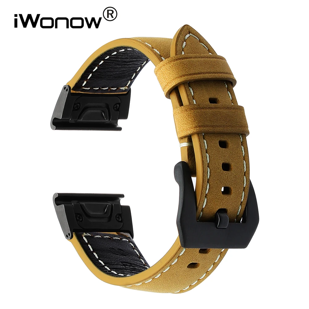 Easy Fit Genuine Leather Watchband For Garmin Fenix 5x / 3 / 3 Hr Quick