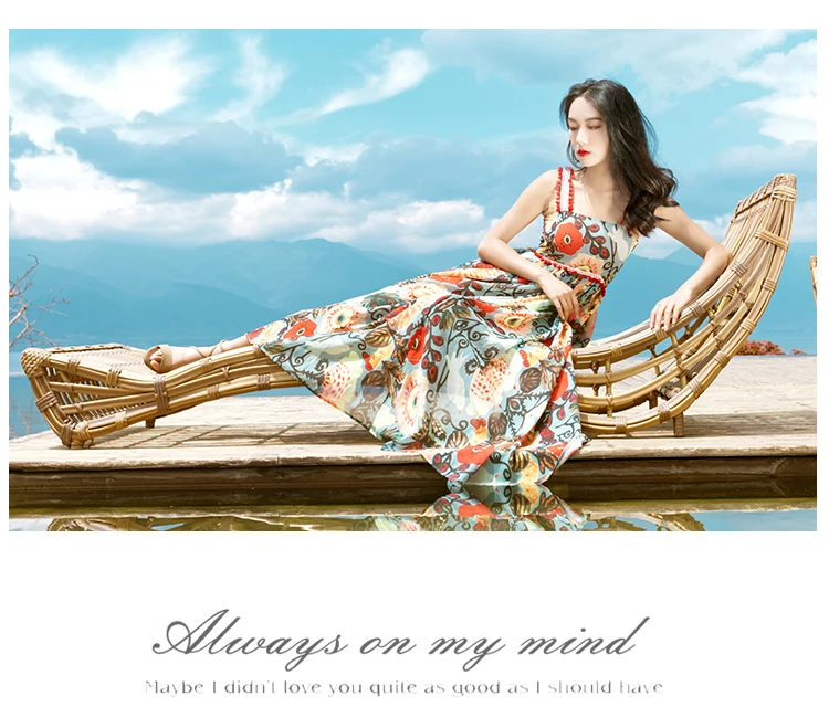 Tang women summer dress 2019 sling Floral maxi dresses boho summer vacation lace beach dress (17)