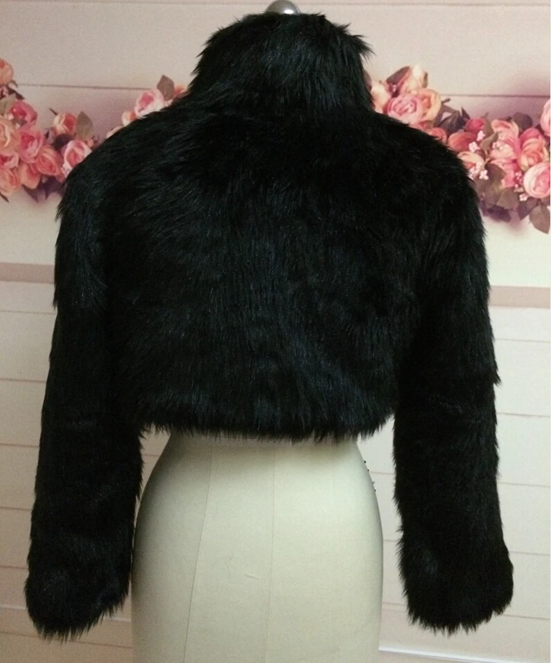 Fashion Wedding Bolero Faux Fur Coat Bridal Wrap Long Sleeve Jacket Shawl Cape Stole Fake Fur Bridesmaids Cape wedding shawl