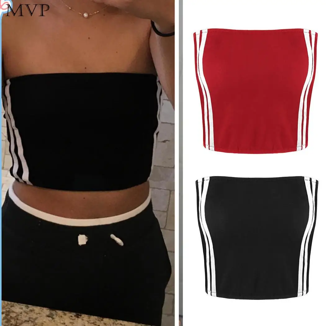 2018 Women Summer Sexy Tube Top Off Shoulder Bandeau Cropped Tube Tops Strapless Bra Ladies Cotton Bandeau Tops Slim Camis