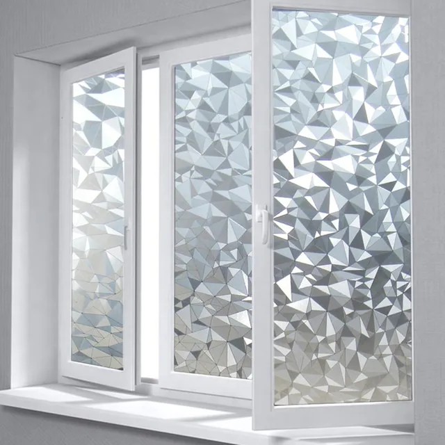 Polygon Shape Opaque Static Glass Window Film Privacy Decorative Self