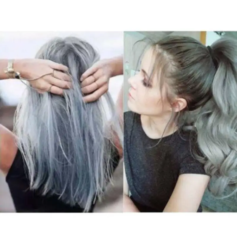 Модный светильник, серый, профессиональный, постоянный, нетоксичный крем-краска для волос, бабушка серая, серебристая краска для волос, унисекс, краска для волос, продукт для волос, 100 мл - Цвет: Light Gray