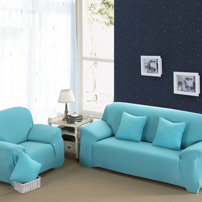 16 цветов, чехол на диван из стрейч-материала из эластичной ткани, угловой диван Чехол 1/2/3/4-Seater на двоих покрывало на диван мебель 1 шт. стирка в стиральной машине - Цвет: blue