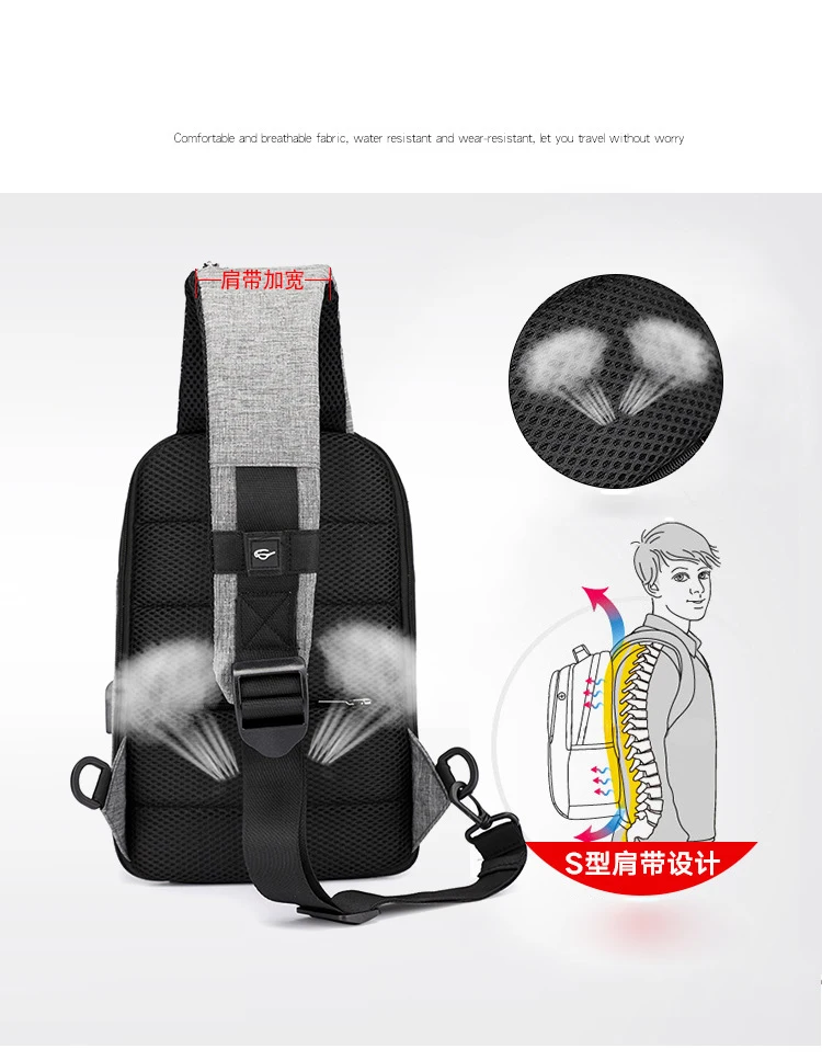 S. IKRR Новая модная мужская сумка на талию usb зарядка сумка через плечо многофункциональная водонепроницаемая сумка-мессенджер сумка для