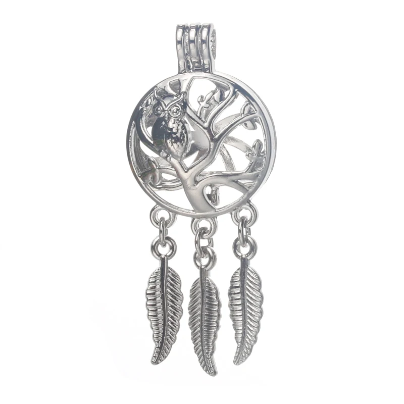 5pcs Tree Branch Owl Dreamcatcher Pearl Cage Locket Pendant DIY Bead Aroma Essential Oil Diffuser Box For Oyster Pearls | Украшения и