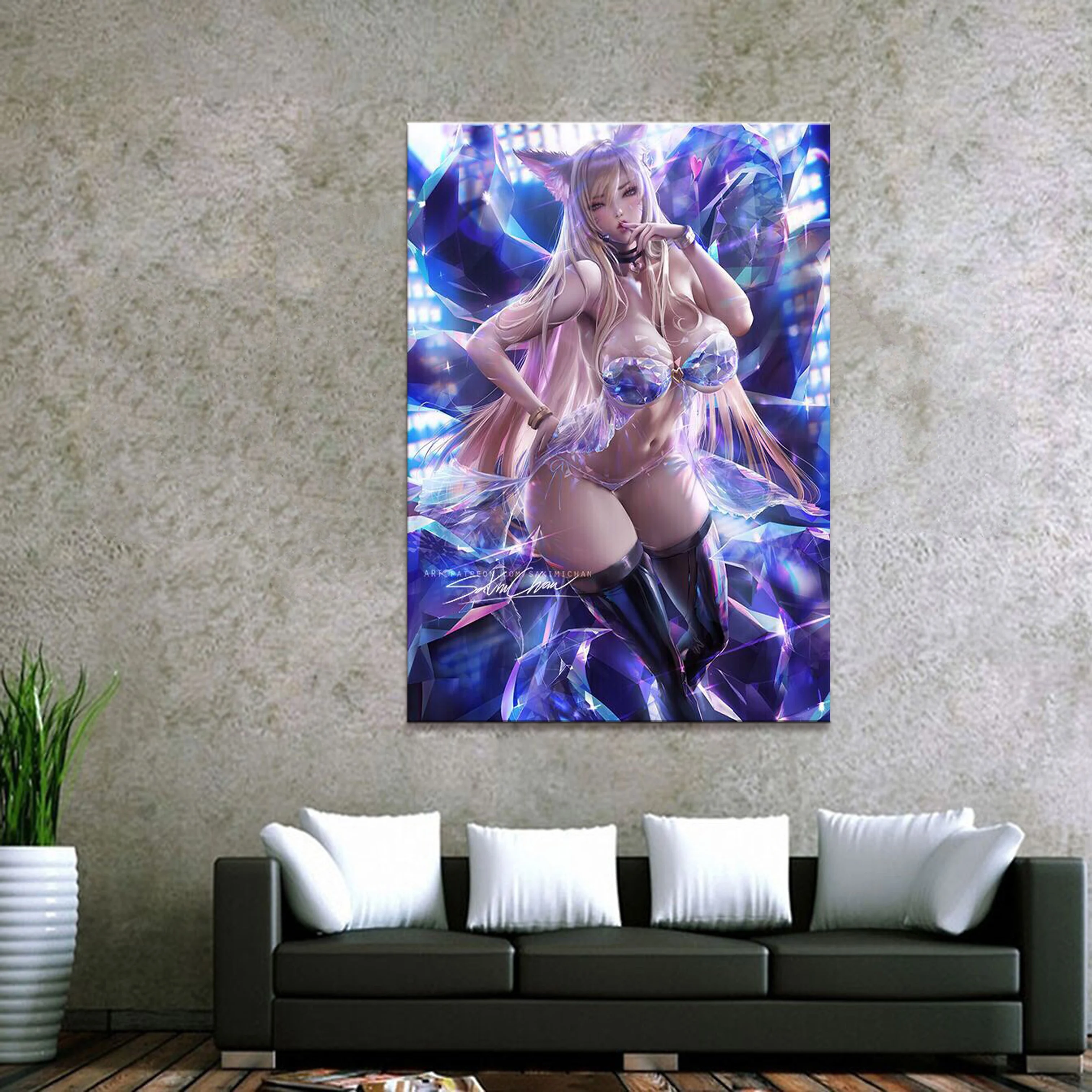 

Home Decor Canvas League of Legends LOL Overwatch Game 1 Piece Sexy Ahri Art Poster Prints Picture Decoration Painting Wholesale