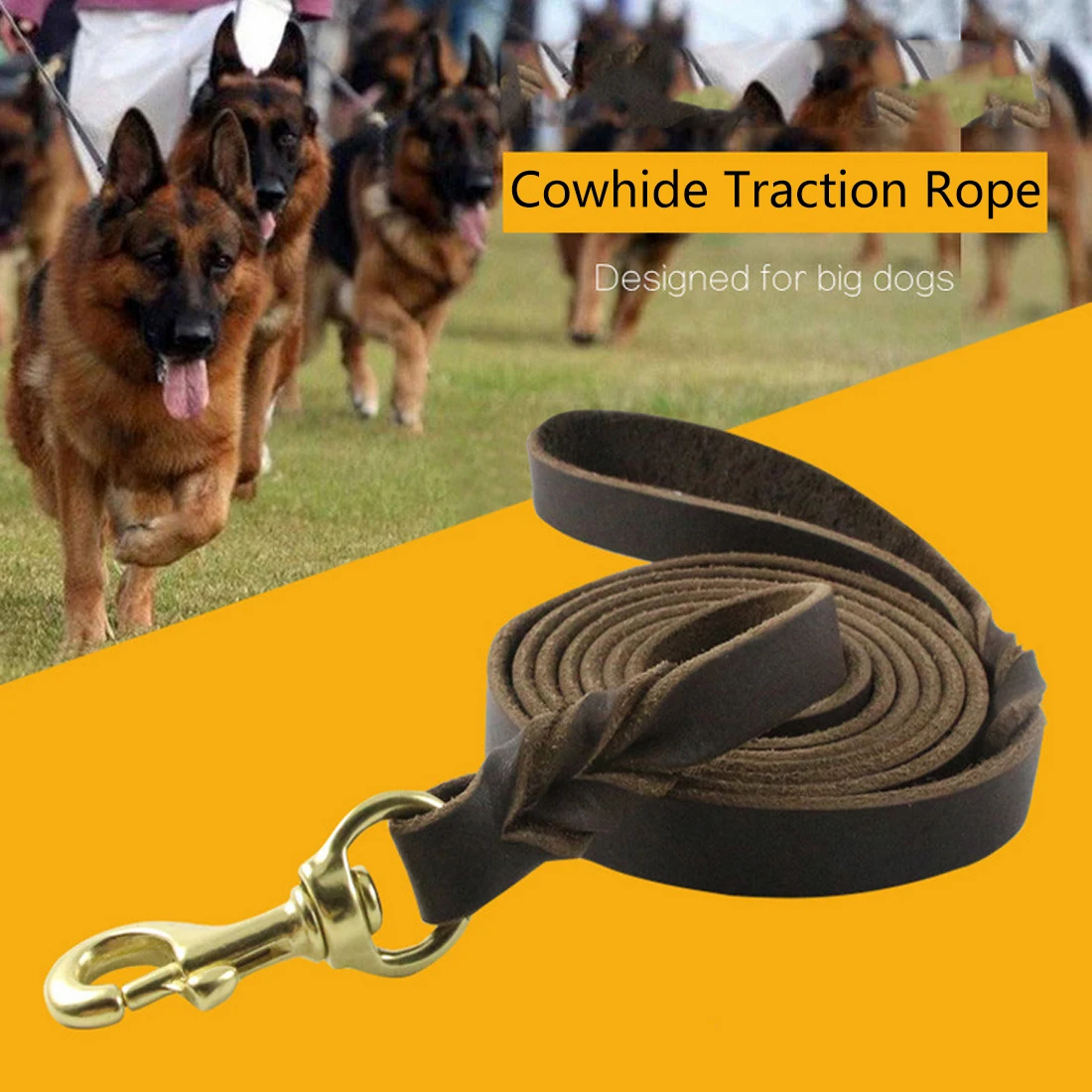 

1PC Large Dogs Leash Durable Cowhide Dog Leash Walking Training Leads for Dog German Shepherd Pet Products for patrol dog