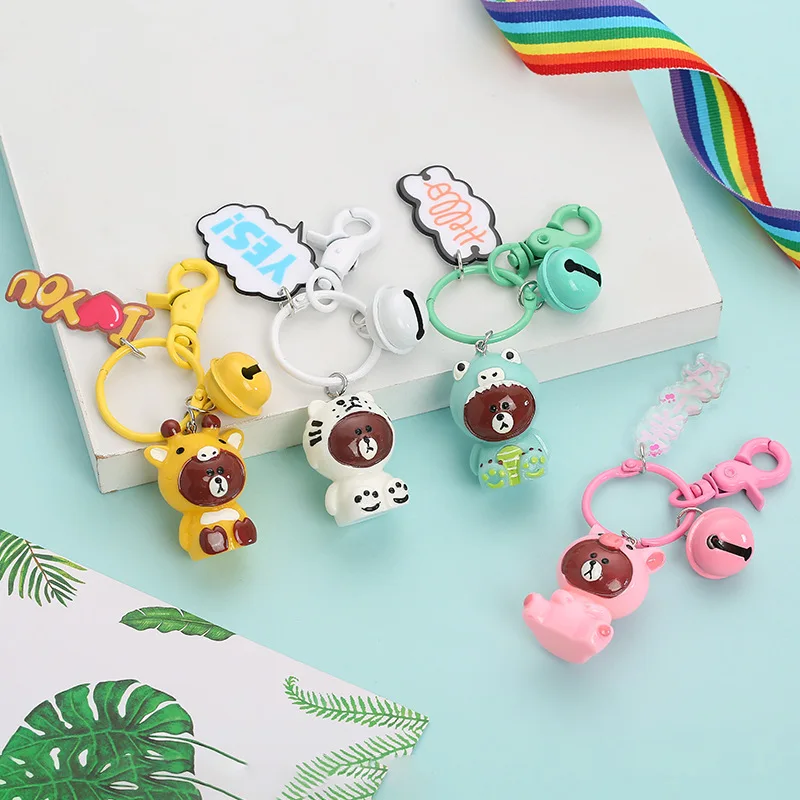 

bare bears keychain figures toy Grizzly Panda Icebear cosplay keyring Forest series bear key chain pendant accessories kids gift