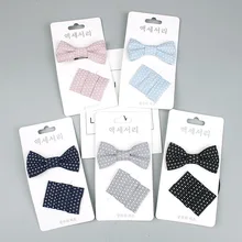 4 шт./компл. Заколки для волос для девочек, узор в горошек, милая ткань Комлект нижнего белья хорошего качества, Цвет волос круг проверить головка веревочная шпилька для волос аксессуары G0405