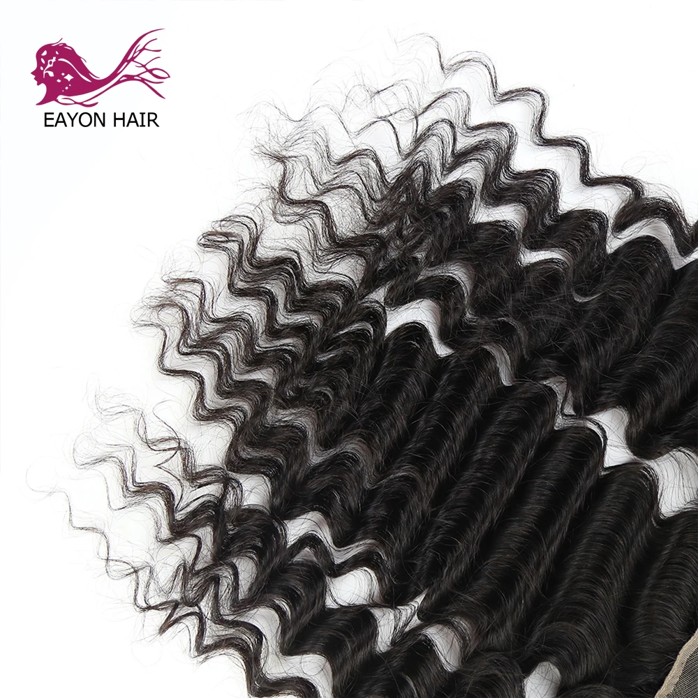 EAYON HAIR Brazilian Deep Wave 13x4 Lace Frontal Closure 100% Remy Human Hair For Women High-end French Lace Color Free Part