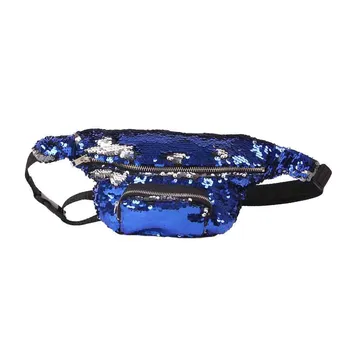 

Unisex Fashion Waist Bag Outdoor Sports Casual Solid Color Square Double Color Sequins Messenger Pack Hobos