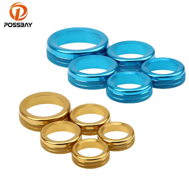 

POSSBAY 5Pcs Car Interior Air Conditioning Decoration Knob Cover for Audi A6L Gold/Red/Blue AC Knob Heat Control Switch Knob