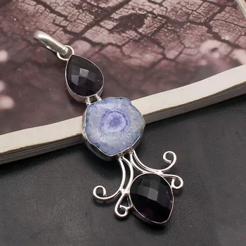 

Hermosa Natural Solar Quartz Purple Amethystt Charms Pendant Necklace Fashion Jewelry Gift 3 1/4 inch A286