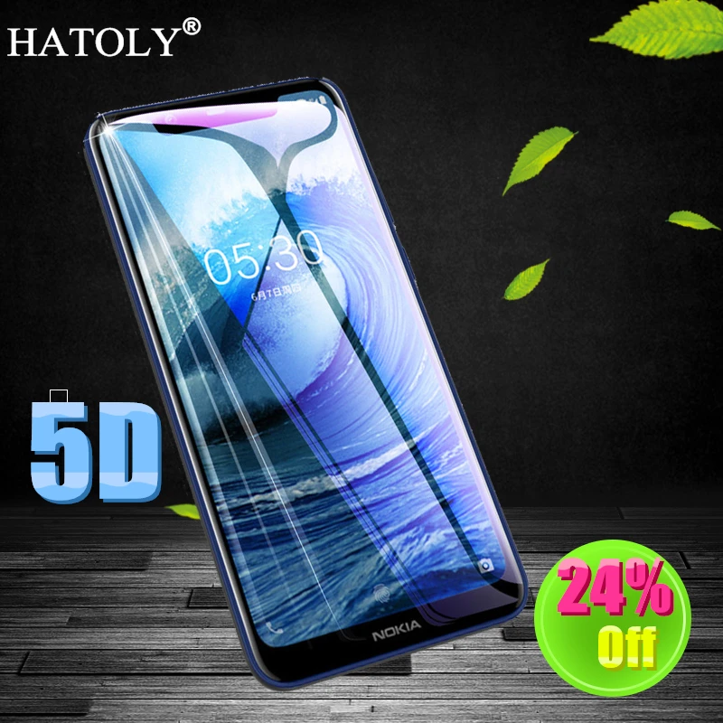 HATOLY 5D закаленное стекло для Nokia 8 1 Защита экрана TA-1119 полное клеевое покрытие