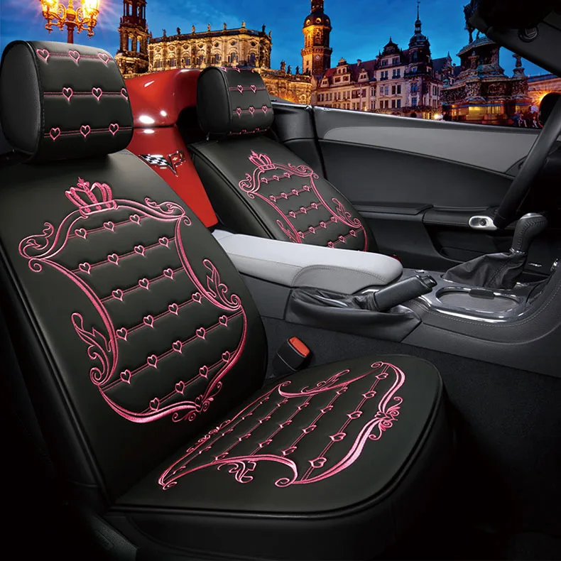 PINK Чехол для автокресла Универсальный кожаный для lada granta renault logan ssangyong Nissan Qashqai муранский X-trail Tiida авто аксессуары PU - Название цвета: PINK