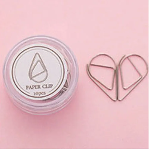 Silver 10 шт./кор. в партии, в форме капли воды, золотой цветной металлический переплет, Cubicle, индекс, держатель-клипса для бумаги, сердце, ремесло, Закладка, бумажный зажим, офис - Цвет: Silver