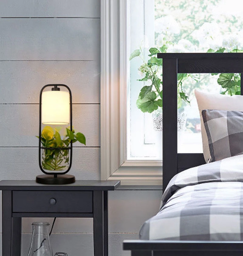Creative Plant Table Lamp Study Bedroom Bedside Lamp Reading Living Room Table Light with Clear Glass Basin Home Decoration Lamp (4)