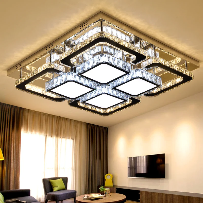 

Crystal lamp living room lamp simple modern atmosphere home rectangular luxury lamps bedroom led ceiling lamp led fixture light
