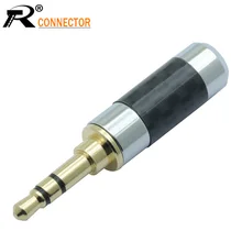 12 шт. углеродного волокна адаптер аудиоразъема 3,5 мм 3 полюс стерео штекер позолоченная проволока припоя Разъем для кабеля 6 мм