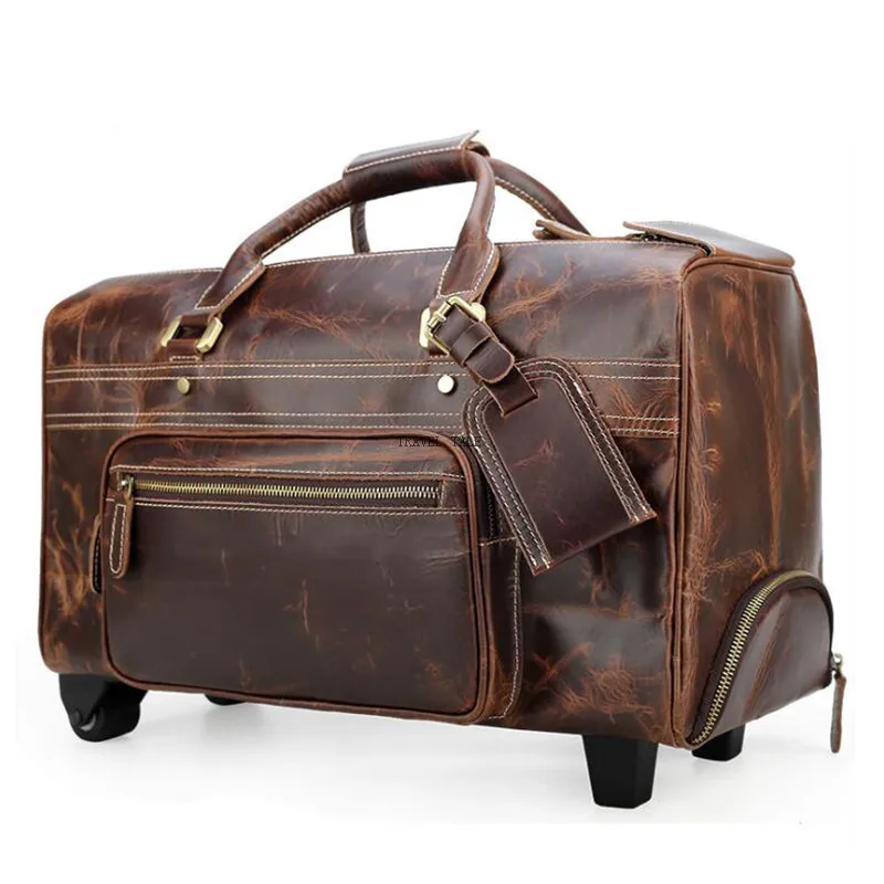 Travel tale Мужская Натуральная кожа прокатки колесики для багажных тележек для путешествий чемодан на колесиках для сумка для путешествий