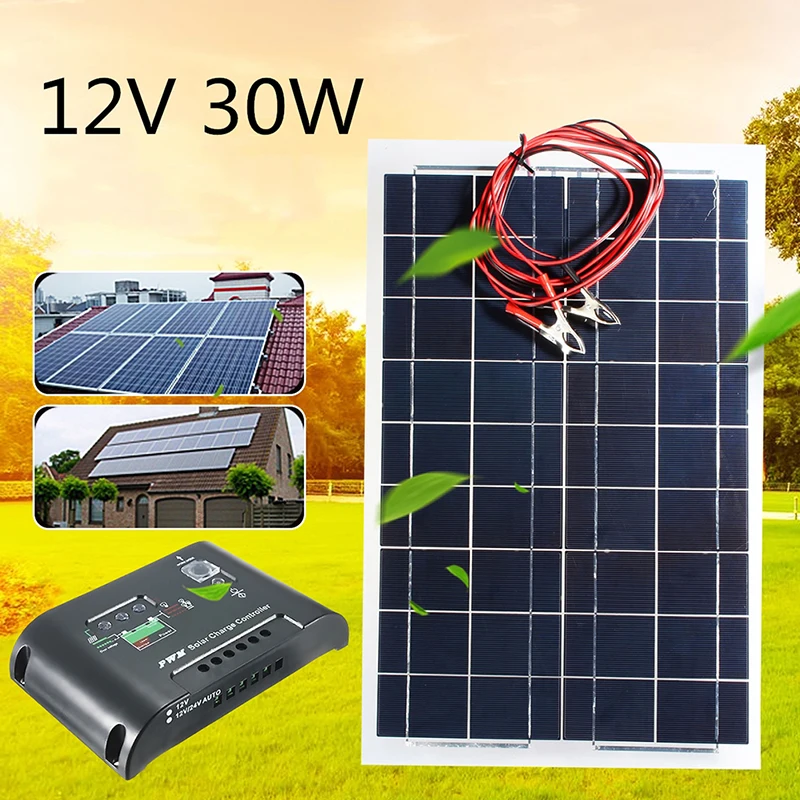 

12V Flexible Semi Solar Panel +12V/24V Solar Controller For Car Boat Emergency Lights Solar Systems Solar Module