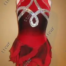 Взрослые Фигурное катание платья конкурс женщины на фигурных коньках одежда красный фигурное катание платье, высокое качество