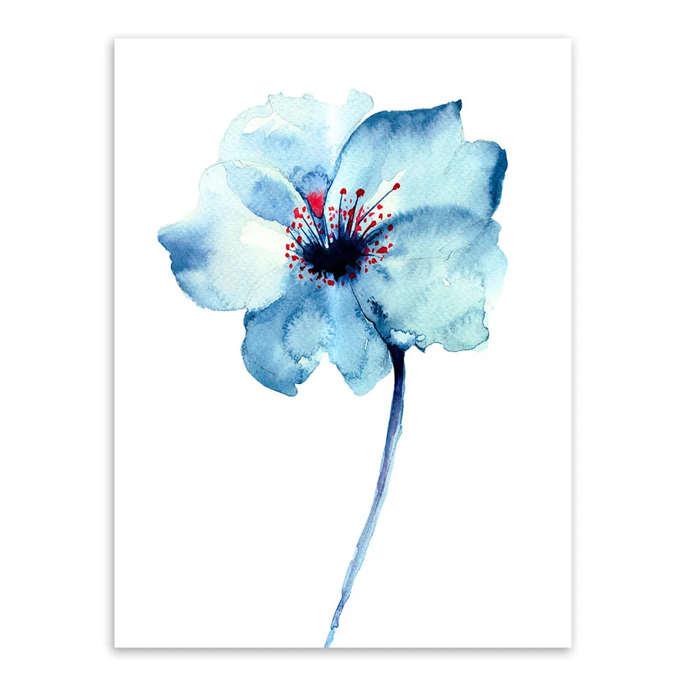 Watercolor Minimalist Orchid Flower Posters Prints Garden Floral Wall