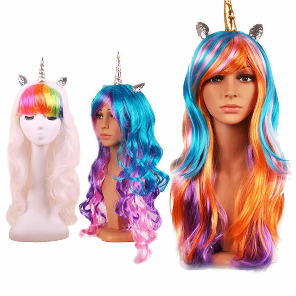  Adult Unicorns Friendship Mythical Magic Pony Unicorn Horn Ears Hair Costume Wig