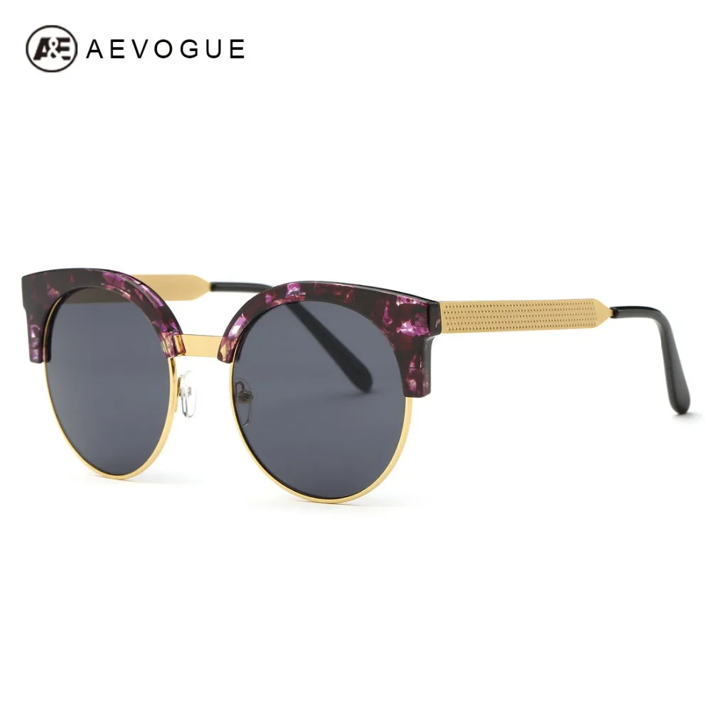 

AEVOGUE Sunglasses Women Newest Cat Eye Original Brand Designer Copper Temple Round Frame Sun Glasses UV400 AE0400