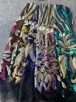 

yaking-7.3201 Hot selling african sequins lace fabric tessel fringel embroidered tulle mesh lace fabric