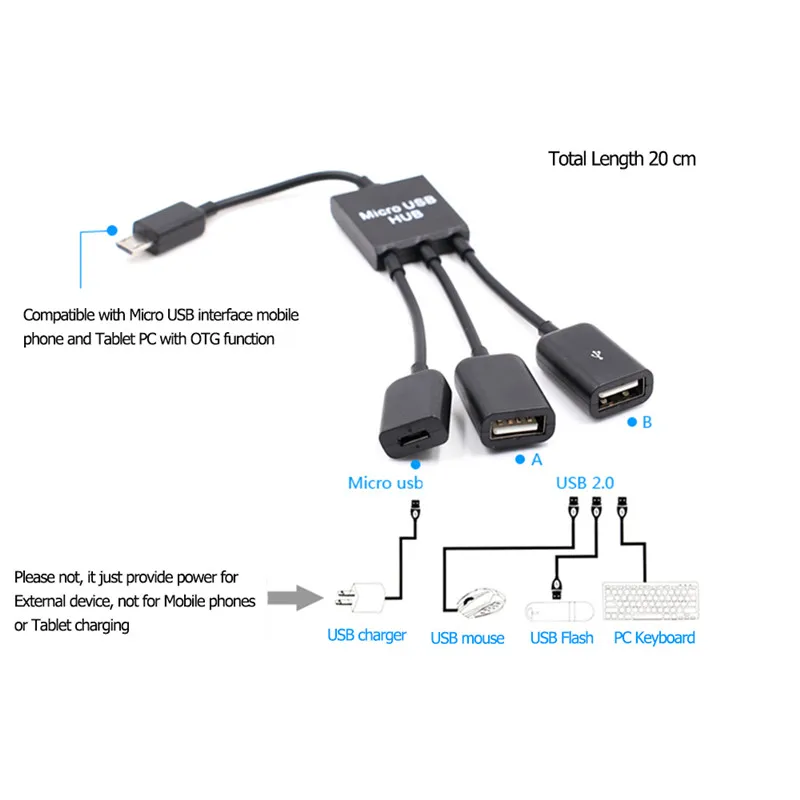 Micro USB на 2 порта 0 с 1 портом зарядный концентратор OTG адаптер Черный|usb 2.0|usb tousb charge |