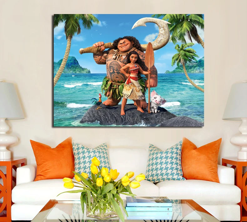 جديد وصول Moana طباعة النفط الطلاء على قماش الكرتون الفن صور ل ديكور جديد وصول Moana طباعة النفط الطلاء على قماش الكرتون الفن صور ل ديكور