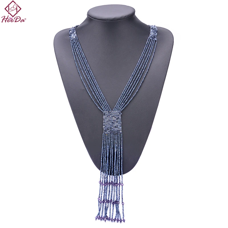 

Fashion Graceful Joker Women Necklace Boho Long Tassel Kolye Seed Beads Hand-woven Neck Ornaments Six Colors Contracted Bijoux