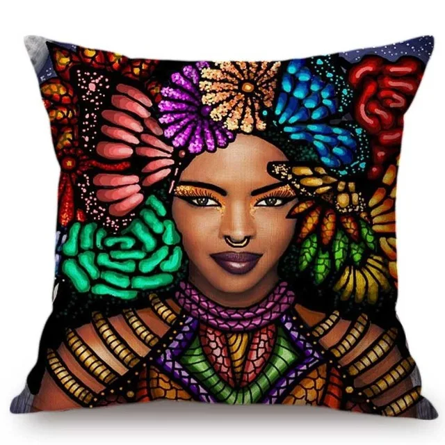 Красочная декоративная наволочка для дивана с изображением лица Африканской королевы для девочек, чехол для подушки из хлопка и льна в экзотическом этническом стиле - Цвет: 06