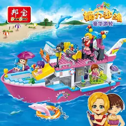 BanBao роскошные круизы Coast корабль Приморский пляжный отдых девочки строительные блоки модель игрушка кирпичи Для детей друг подарок 6149