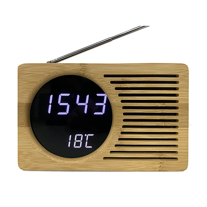 

Led Alarm Clock Digital Led Display Voice Control Electric Snooze Radio Alarm Clock Desktop Table Calendar Temperature Clocks