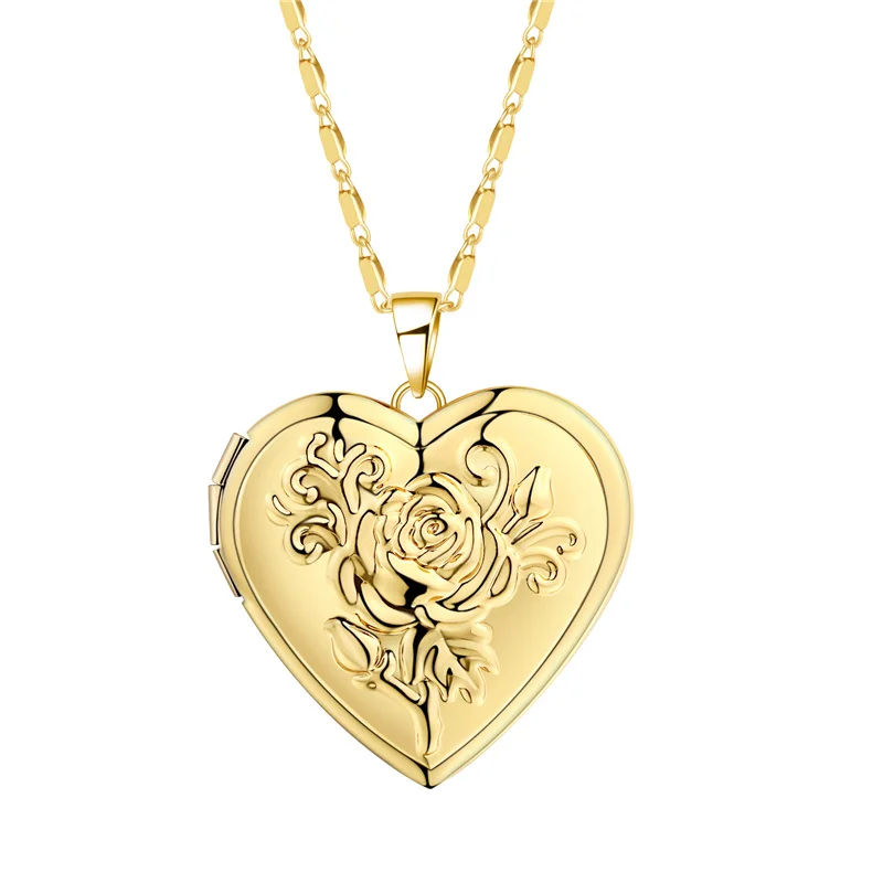 OUMEILY медальон ожерелье сердце кулон золотой серебряный цвет винтажное длинное цветочное ожерелье модное ювелирное изделие подарок на день Святого Валентина - Окраска металла: S1124