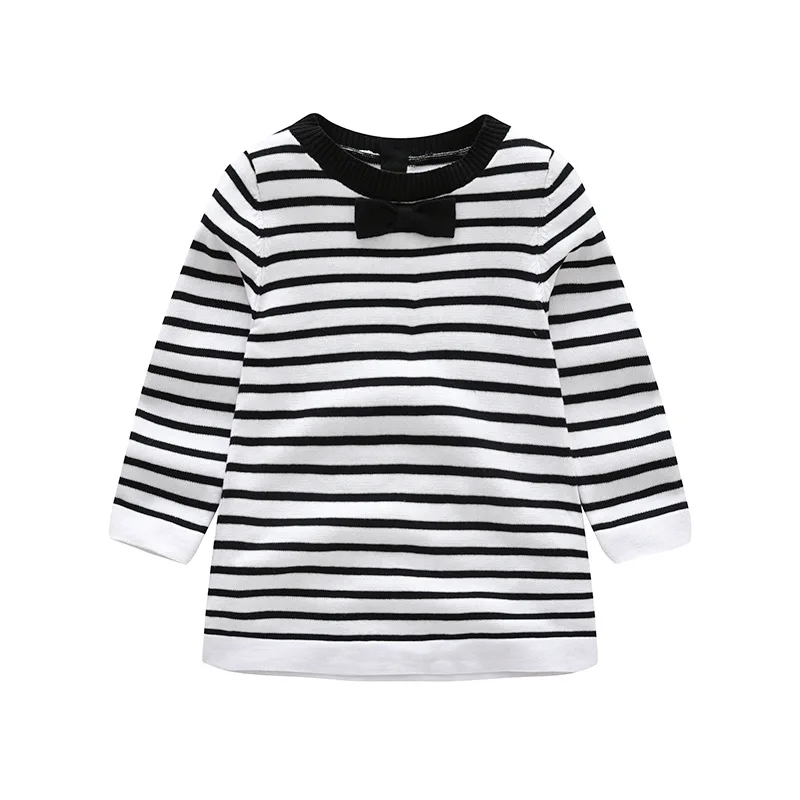 Autumn Baby Sweater For Girl Clothes Striped Kids Dresses For Girls
