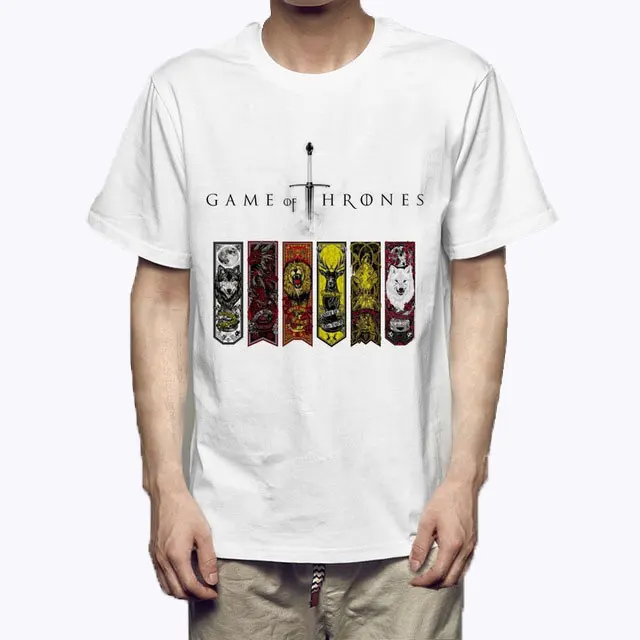 

Game of Throne T Shirt Animal Vintage T-shirt Jon Snow Tyrion Lannister Tshirt Family Badge Tops American Drama Tee Mens Clothes