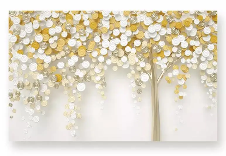 

Circle 3d one tree, golden fortune tree, background wall