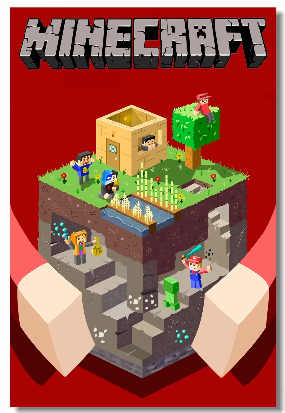 מדבקות קיר Custom Canvas Wall Decor Minecraft Game Poster Minecraft