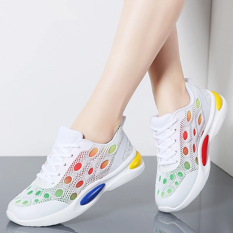

MIUBU 2019 Spring Women Sneakers Breathable Mesh Women Casual Shoes Female Fashion Sneakers Lace-up Ladies Shoes Tenis Feminio