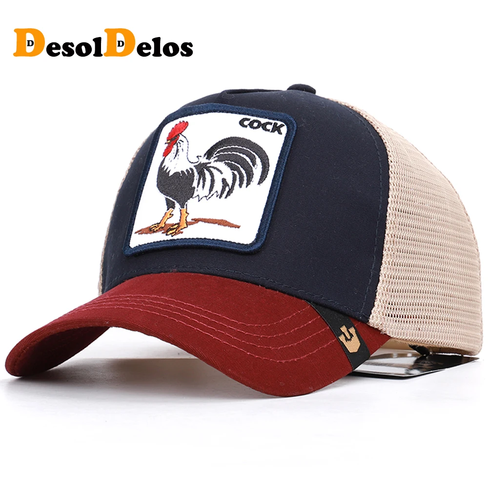 

Rooster animal embroidery baseball caps men's and women's universal adjustable high quality outdoor sunshade summer net hats