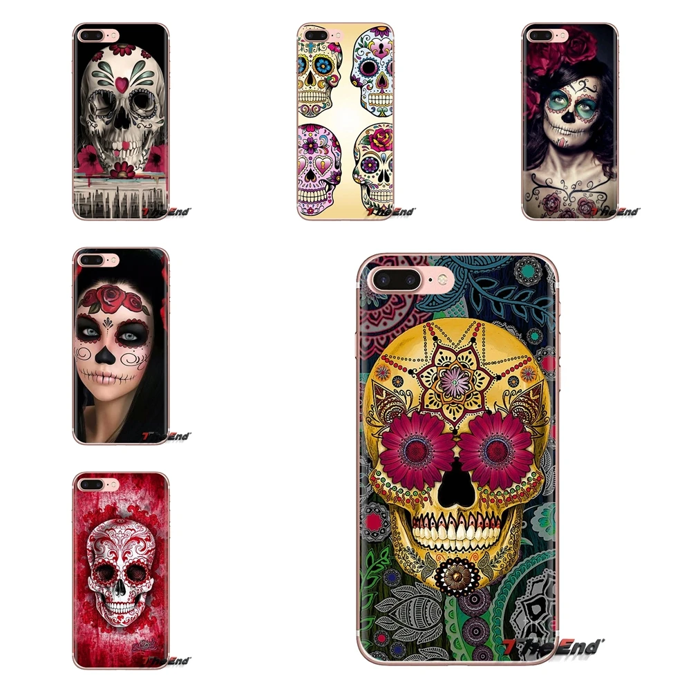 Силиконовый чехол для телефона Huawei Mate Honor 4C 5C 5X 6X 7 7A 7C 8 9 10 8C 8X 20 Lite Pro Sugar Skull Flower Tattooed